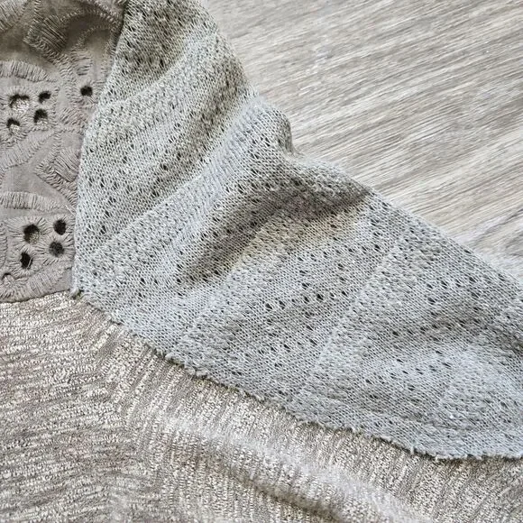 Miss Me Woman's Size M Knit Crochet Embroidered Hoodie Sweater Drawstring - Picture 4 of 9